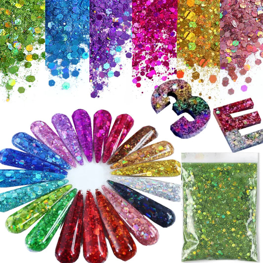 50g Chunky Glitter Holographic Laser Flakes Nail Glitter Powder For Jewelry Making Diy Resin Art Craft Fine Iridescent Sequins