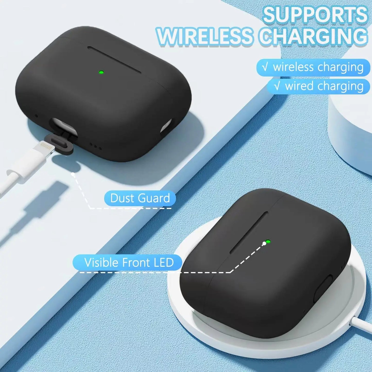 For 2025 Apple  AirPods Pro 3 protective case soft skins case with cleaning kit and lanyard  For AirPod Pro3 [visible front LED]