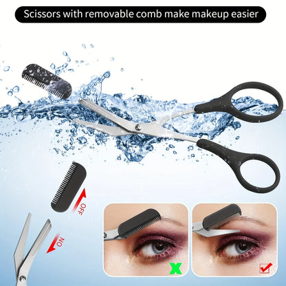 3pcs Set Eyebrow Kit For Women And Men Stainless Steel Eyebrow Grooming Set Including Eyebrow Comb Scissor, Eyebrow Trimmer Tool
