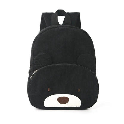 Customized Name Toddler Backpack - Cartoon Bear Corduroy Bag with Large Capacity, Embroidered Name Plush Backpack for Kids