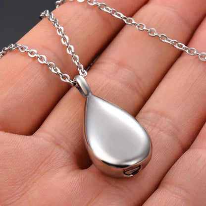 Teardrop Ashes Necklace Keepsake Urn Pendant Simple Elegant Cremation Memorial Jewelry -Always in my heart