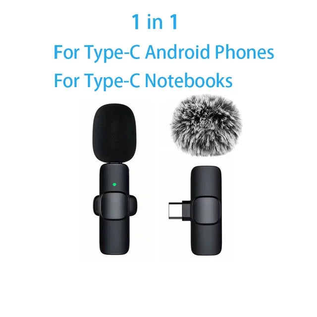 Lavalier Microphone 2.4G Wireless Portable Audio Video Recording Mini Mic for iPhone Android Live Broadcast Gaming Phone