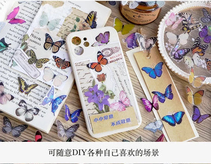 Journamm 40pcs/pack Butterfly Series Stickers Art Collage Junk Journal DIY Scrapbooking PET Waterproof Craft Aesthetics Stickers