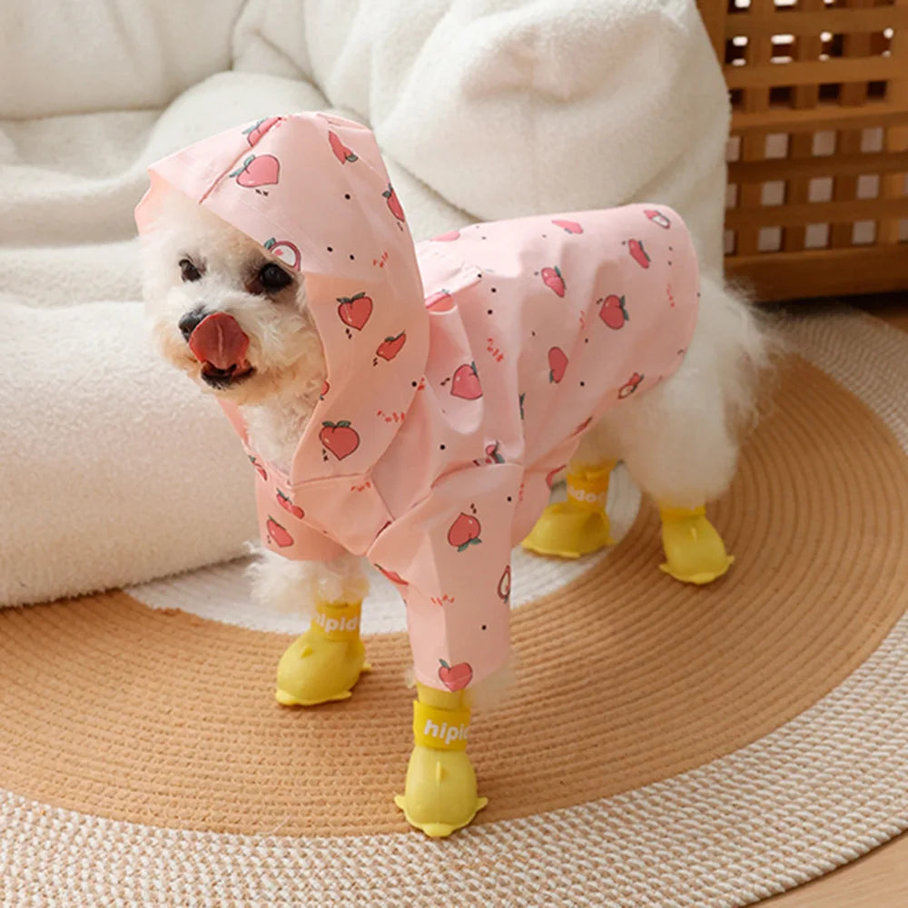 Cartoon Printed Dog Raincoat for Small Dogs Waterproof Pet Clothes Poodle Puppy Pomeranian Raincoats chubasquero para perros