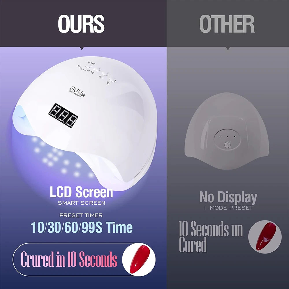 YIKOOLIN SUN5 48W LED UV Lamp for Nails Drying With 4 Timers Automatic Sensor All Gel Professional Nail Art Tools Accessories