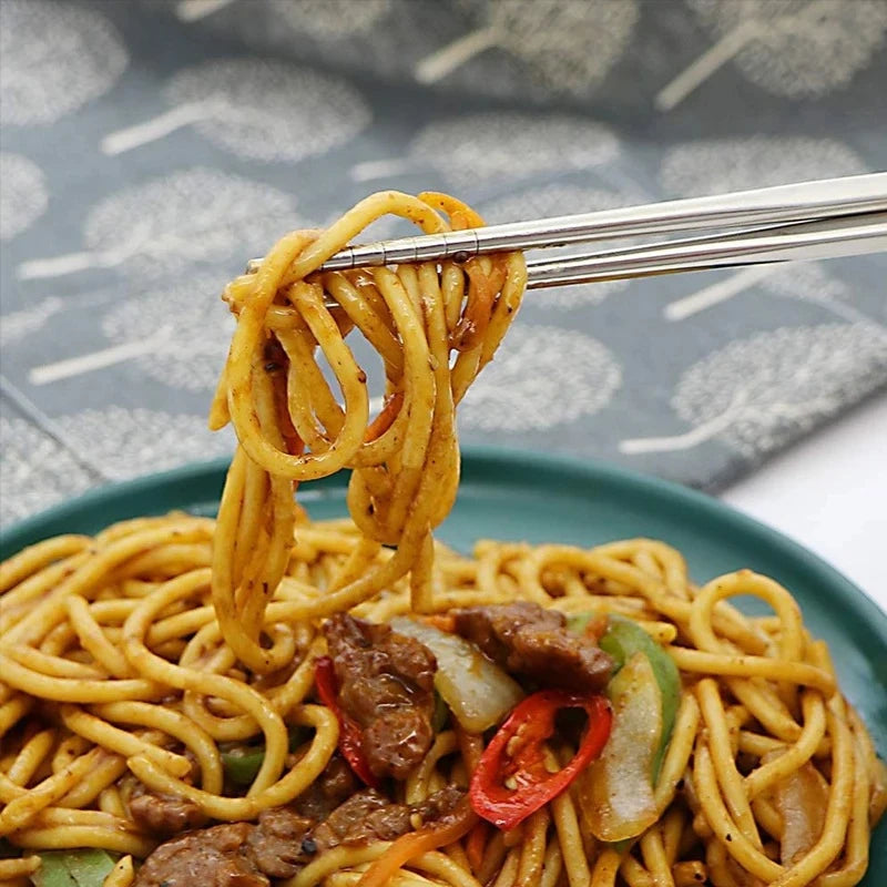 2/5/10 Pairs Chinese Chopsticks Stainless Steel Non-slip Sushi Chopstick Korean Japanese Food Metal Sticks Kitchen Tableware Set