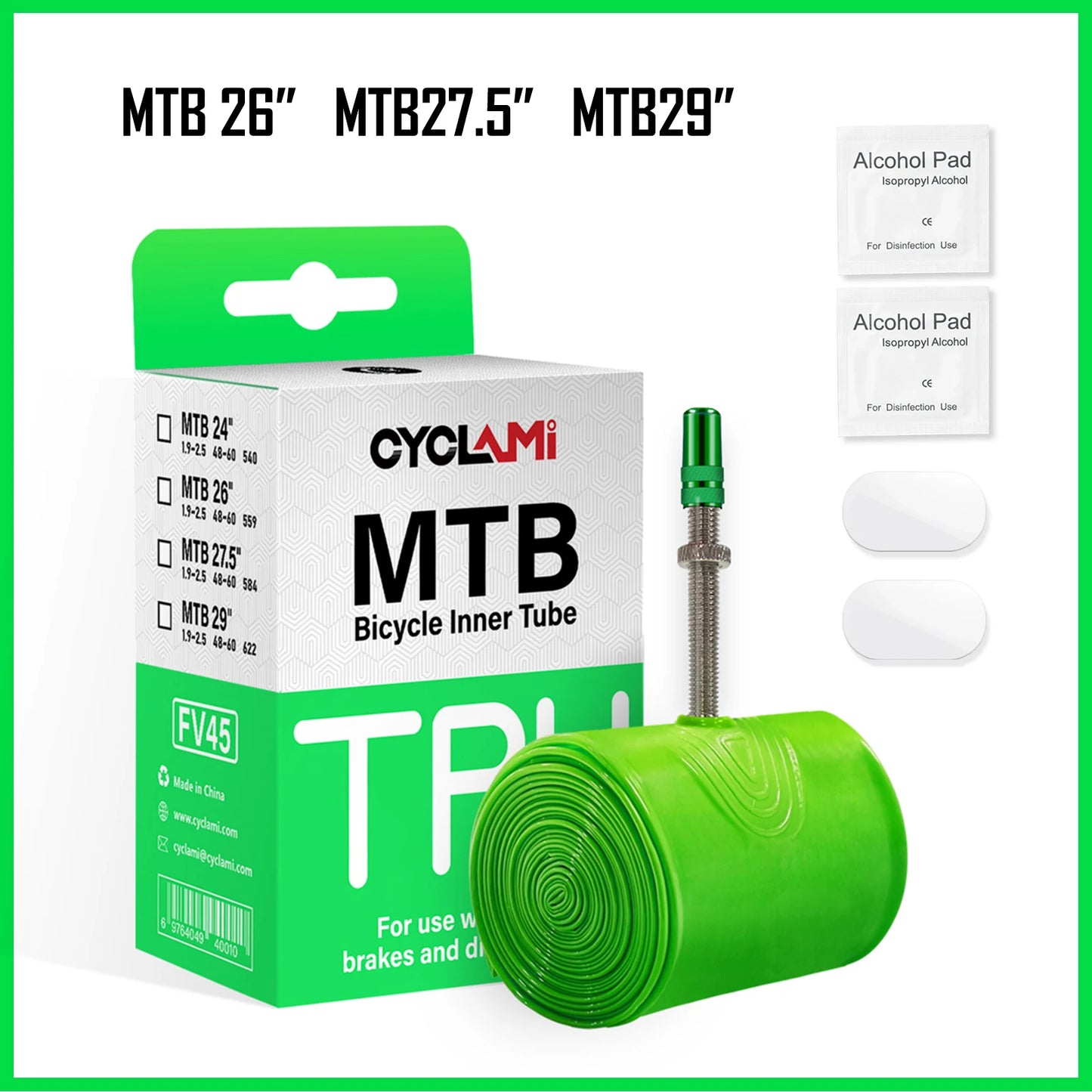 Ultralight Mountain Bike Inner Tube MTB 26 27.5 29 Inches Bicycle TPU Tire 45mm Metal French Presta Valve Anti-Oxidation CYCLAMI