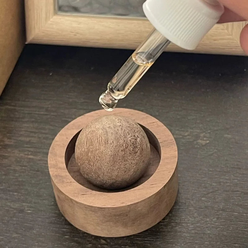 Wood Car Essential Oil Diffuser Wooden Aromatherapy Round Essential Oils Diffuser Set for Home Office Bedroom Car