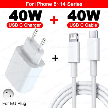 PD 40W Fast Charger For iPhone 15 11 12 13 14 16 Pro Max Quick Charging Cable For iPhone 16 15 14 Plus Charger Phone Accessories