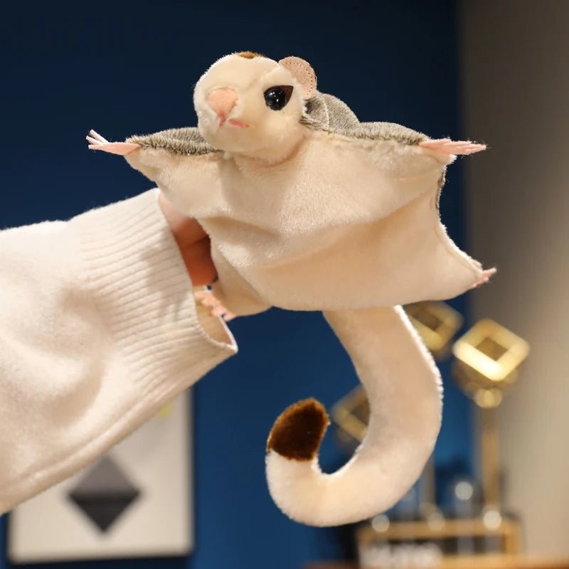 33cm Sugar Glider Soft Flying Squirrel Toy Long Tail Sugar Possum Stuffed Toy Hand Center Pets Funny Gift Home Halloween Decor