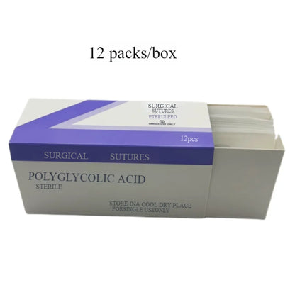 Veterinary absorbable suture, polyglycolic suture 3-0  (0/2-0/3-0/4-0 medical suture) (12 pcs/90cm round suture/reverse suture)