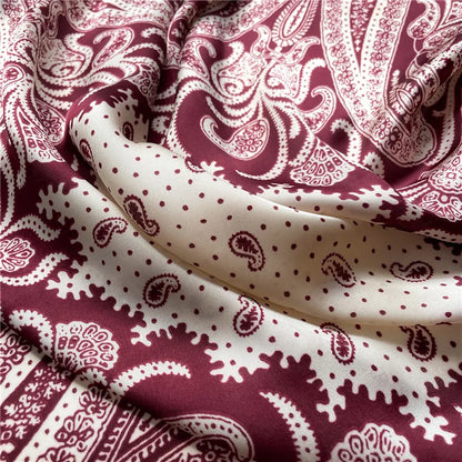 New Paisley Print Small Square Scarf Soft Satin Silk-like Thin Neck Scarf Mature Style Sunscreen Headscarf for Women Decorate