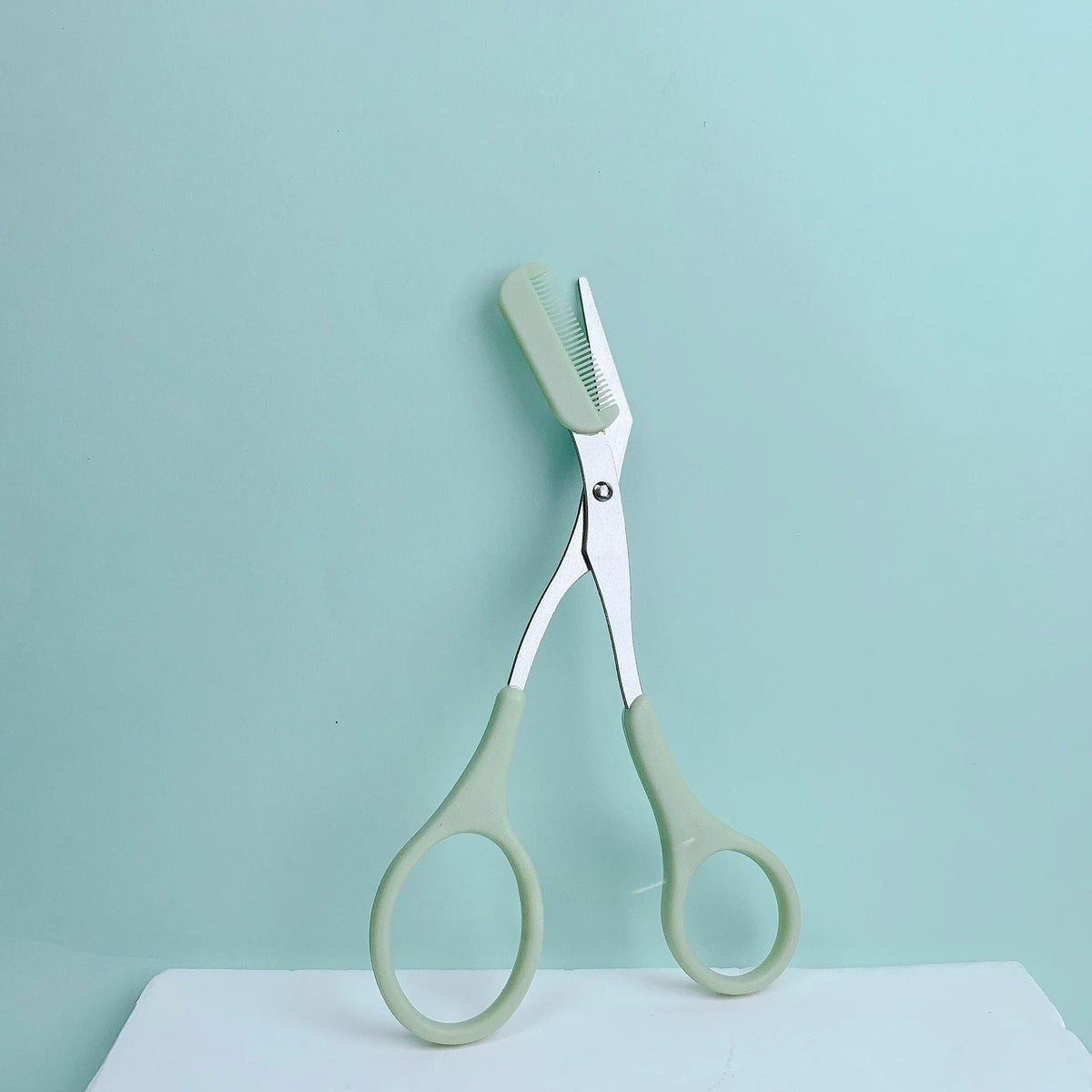 1 Pcs Pink Eyebrow Trimming Scissors with Built-in Comb - Stainless Steel, Precise Grooming Tool, Creating Perfect Eyebrows