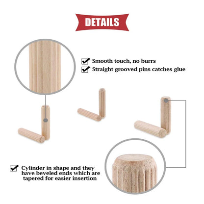 100/50pcs Wooden Dowel Cabinet Drawer Round Fluted Wood Craft Dowel Pins Rods Set Furniture Fitting wooden dowel pin