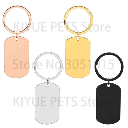 10 Pcs Blank ID Tag Stainless Steel Military  Name Plate Keychain For DIY Accessories Custom Logo Name Women Men Keychain Ring