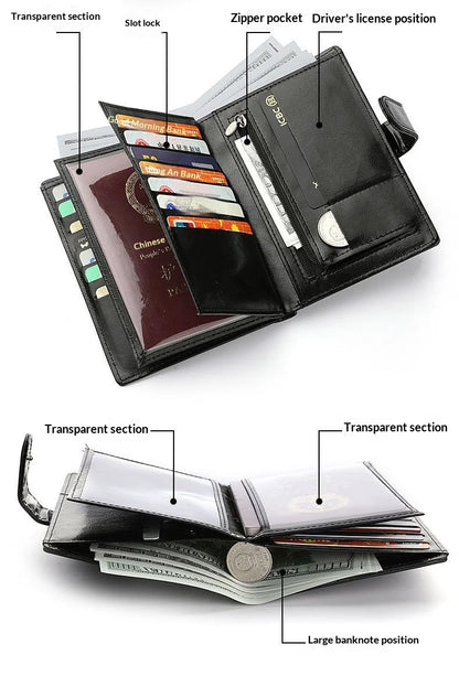 HOMEFISH Stylish Travel Passport Bag Multi-Card Card Holder Portable Multi-Function Men's Wallet