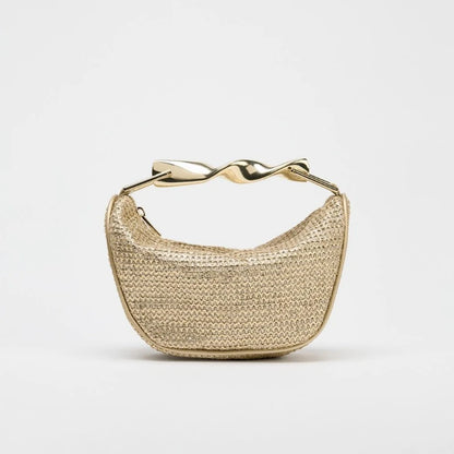 Summer Half-Moon Beach Straw Shoulder Bags Women's Straw Bucket Bag Purse Woven Straw Handbags Casual Tote Crossbody Bag