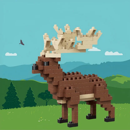 KNEW BUILT Alpacas Elk Giraffes Tiny Animals Micro Mini Building Blocks Toy-Easy Assembly,Educational Gift for Kids' DIY Decor