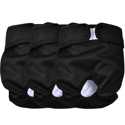 3Pcs Washable Female Dog Diapers Elastic Breathable Pet Nappies Reusable Pets Menstrual Period Panties For Small Medium Dogs Pug