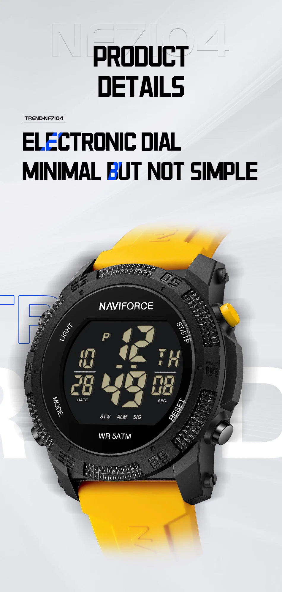 NAVIFORCE Brand Original Men Fashion Watch Water Resistant Personality Wristwatches Luxury Silicone Strap Electronic Clock 2024