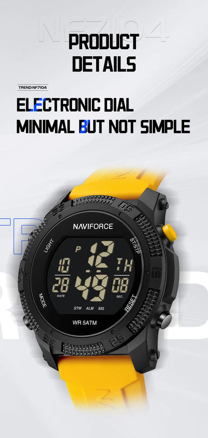 NAVIFORCE Brand Original Men Fashion Watch Water Resistant Personality Wristwatches Luxury Silicone Strap Electronic Clock 2024