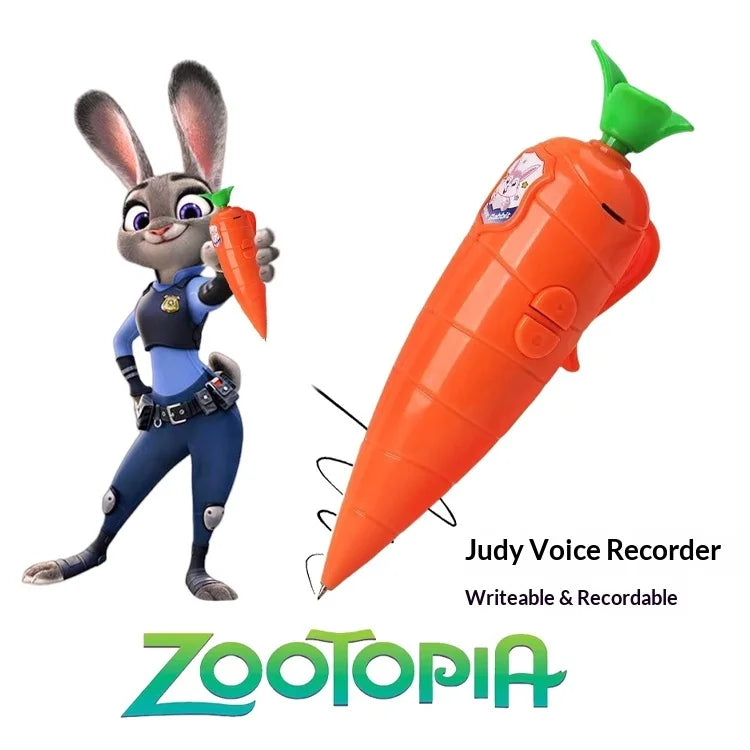 Disney Animation Zootopia 2 Judy Rabbit Police Officer Nick Carrot Recorder Props Can Write And Record Cute Toy Gift For Student