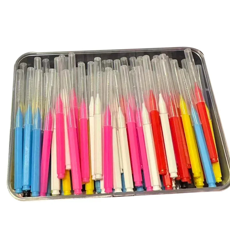 100/200 Pcs Box Interdental brush 0.6-1.5Mm Cleaning Between Teeth Oral Care Orthodontic I Shape Tooth Floss I-type push pull