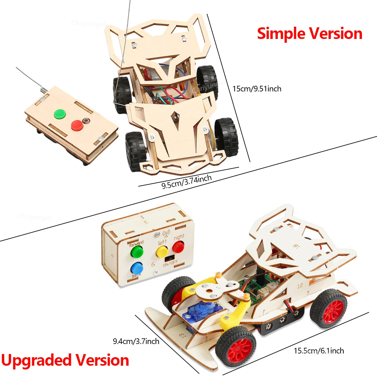 DIY Wooden Remote Control Car Mini Four-Wheel Drive Racing Car Science Experiment Kits STEM Educational Toy for Teen Kids Gifts