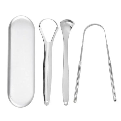 Premium 1pcs/3pcs Metal Tongue Scraper Cleaner for Adults & Kids Portable Stainless Steel Tongue Scrapers Brushes for Removing