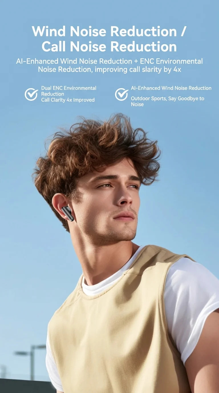 KaiAqua Original Noise-Cancelling TWS Earbuds Bluetooth Lightweight Enhanced Sound Comfort Fit IPX5 Waterproof Sports Daily Use