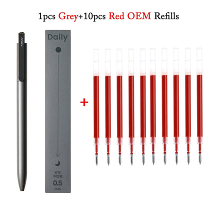 KACO Gel Pens Press Signature Pen Stationery Metal Pen Clip 0.5mm Black Ink Quicking Drying Large Capacity 800M Smooth Writing