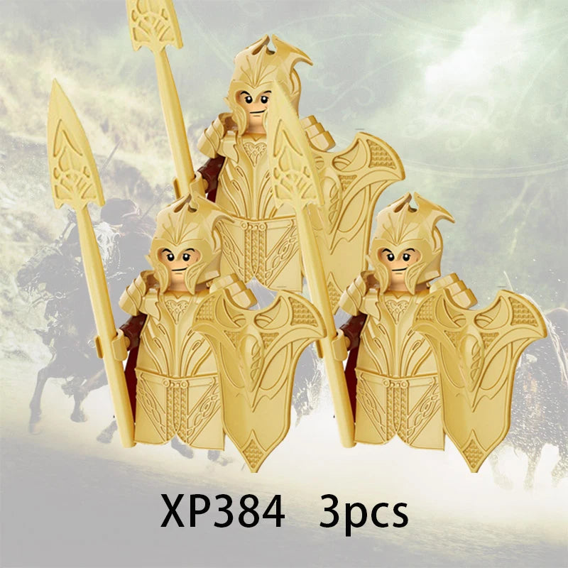 3pcs Lord Rings Elves Orcs Army Dwarf Rohan Mini Action Toy Figures Building Blocks Assembly Toys for Kids Birthday Gift