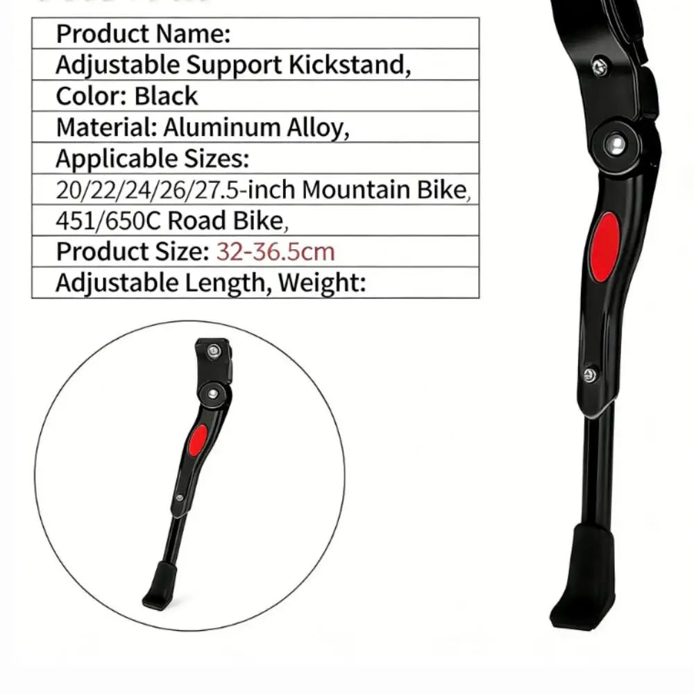 Adjustable Bicycle Kickstand for 22-26 Inch Mountain Bike Side Support Parking Rack Compatible with 24 Inch Wheels