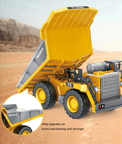 4WD Remote Control Excavator Toy Radio Controlled RC Dump Truck Vehicle Crawler Bulldozer Construction Buggy Light and Sound Car