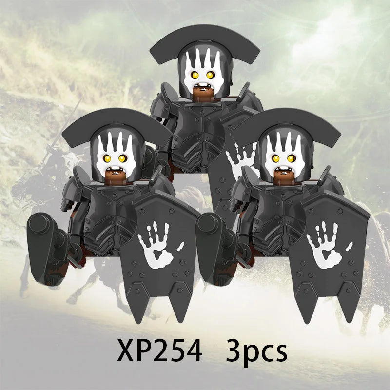 3pcs Lord Rings Elves Orcs Army Dwarf Rohan Mini Action Toy Figures Building Blocks Assembly Toys for Kids Birthday Gift