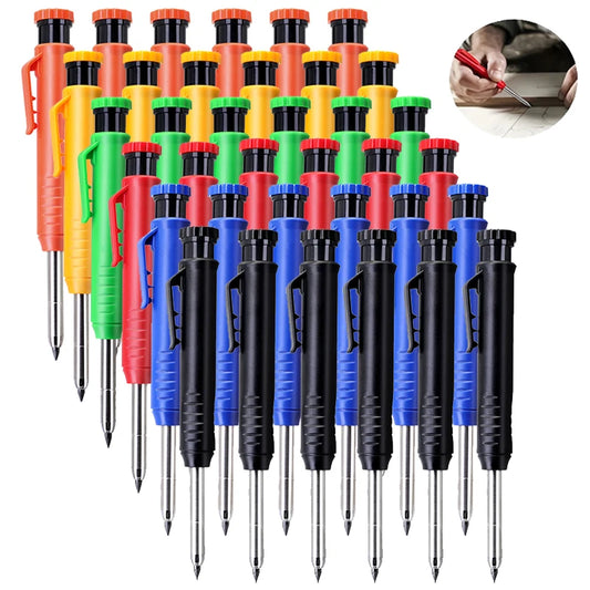 6Pcs Engineering Drawing Woodworking Marking Mechanical Pencils, 2.8mm Long Head Carpenter Pencil, Applicable Construction Works