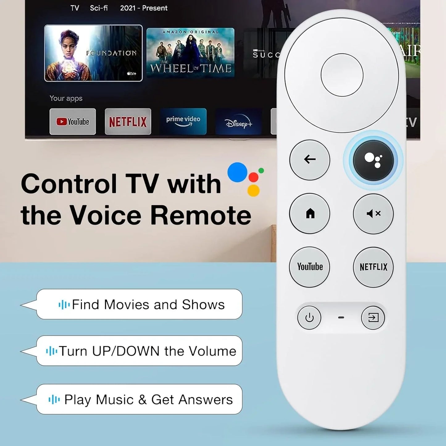 G9N9N Google Chromecast 4k Snow Voice Remote Control Replacement for Streaming Media Player Matching Required