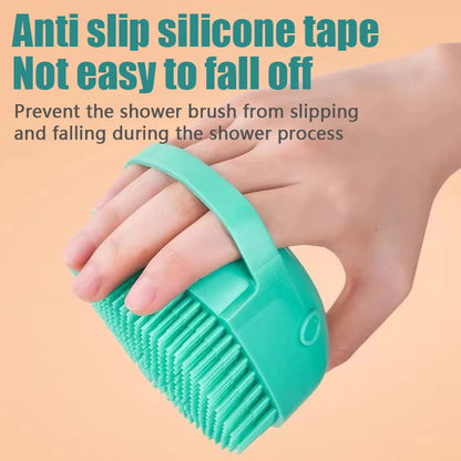 Dog Bathing Brush Pet Massage Brush Shampoo Dispenser Soft Silicone Brush Rubber Bristle for Dogs and Cats Shower Grooming Tool