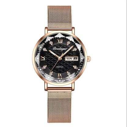 POEDAGAR Top Elegant Women's Watches Stainless Steel Date Week Woman Watch Waterproof Luminous Fashion Ladies Watch Quartz Reloj