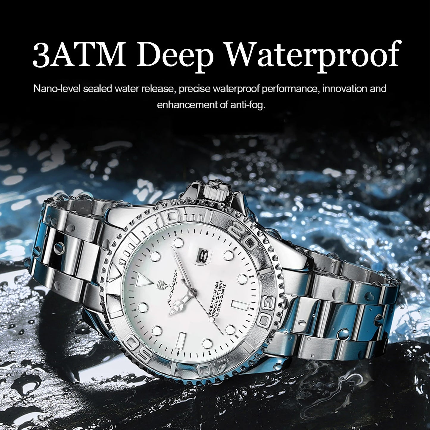 POEDAGAR Casual Fashion Man Wristwatch Waterproof Luminous Date Exquisite Men Watch Stainless Steel Classic Men's Quartz Watches