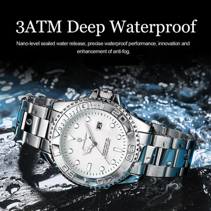 POEDAGAR Casual Fashion Man Wristwatch Waterproof Luminous Date Exquisite Men Watch Stainless Steel Classic Men's Quartz Watches