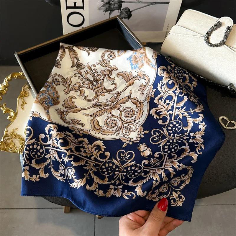 2025 New Fashion Luxury Printed Square Shawl Women 70x70cm Pashmina Silk Scarf Neck Headband Bandana
