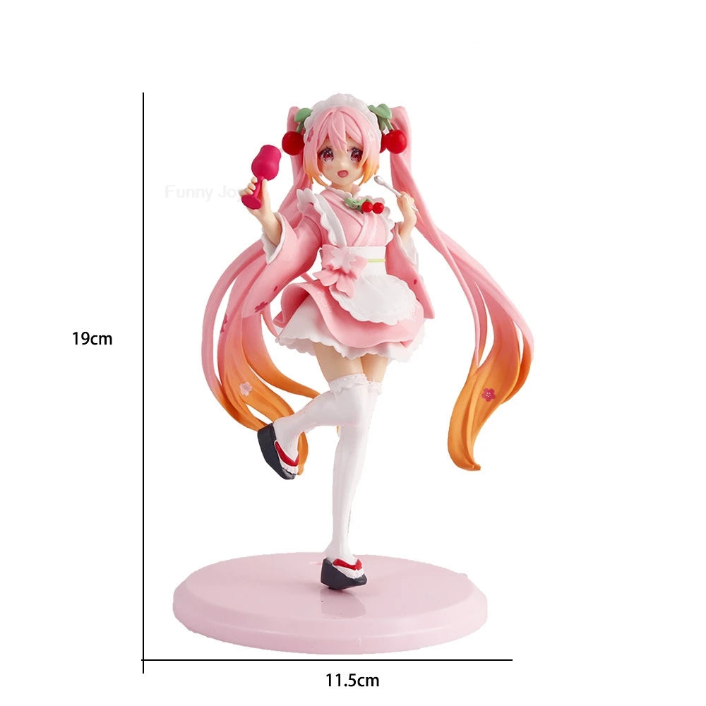 Anime Figure Cherry Blossoms Dress Action Figures Kawaii Swimsuit Vocaloid PVC Collectible Model Toys Girl Gift