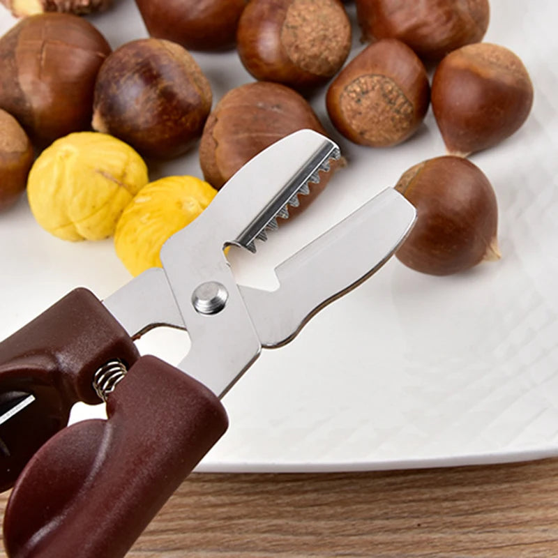 Stainless Steel Chestnut Clip Multifunctional Walnut Plier Chestnut Cut Scissors Walnuts Nuts Opener Clip Kitchen Gadgets
