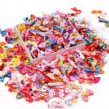 30PCS Dog Bow With Rubber Band Dog Hair Accessories Handmade Movable Puppy Bows For Dogs and Cats Cute Pet Accessories