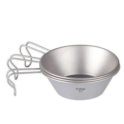 Tiartisan 260ml Titanium Camping Sierra Bowl With Fixed Handle Outdoor Picnic Ultralight Portable Salad Meal Bowl Food Container