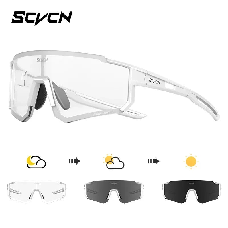 SCVCN Photochromic Sunglasses Cycling Glasses Outdoor Cycling Road Mountain Bike Glasses Men and Women Casual Hiking Windproof