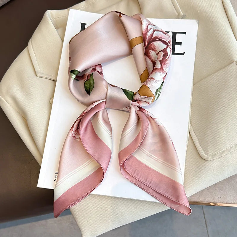 2025 New Fashion Luxury Printed Square Shawl Women 70x70cm Pashmina Silk Scarf Neck Headband Bandana