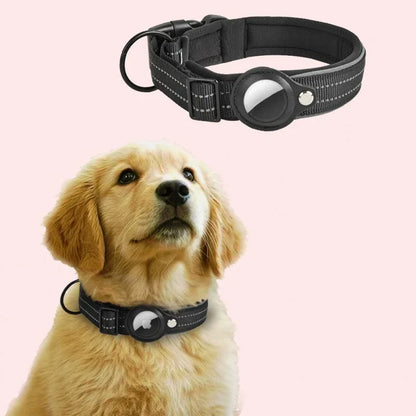 For AirTag Dog Collar Reflective Dog Collar Padded Collars AirTag Holder Case Adjustable Pet Collar for Small Medium Large Dogs