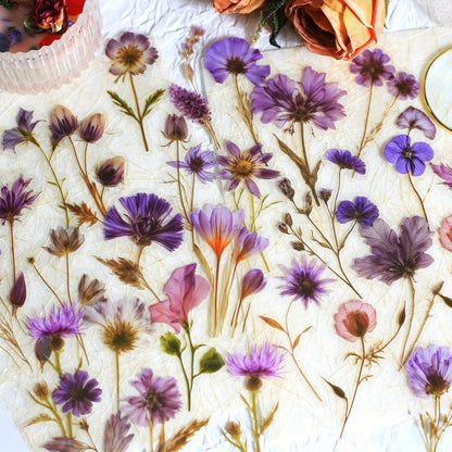 Journamm 50Pcs Transparent Decoration Flower Stickers for Scrapbooking PET Floral Stickers for Journaling Scrapbooking